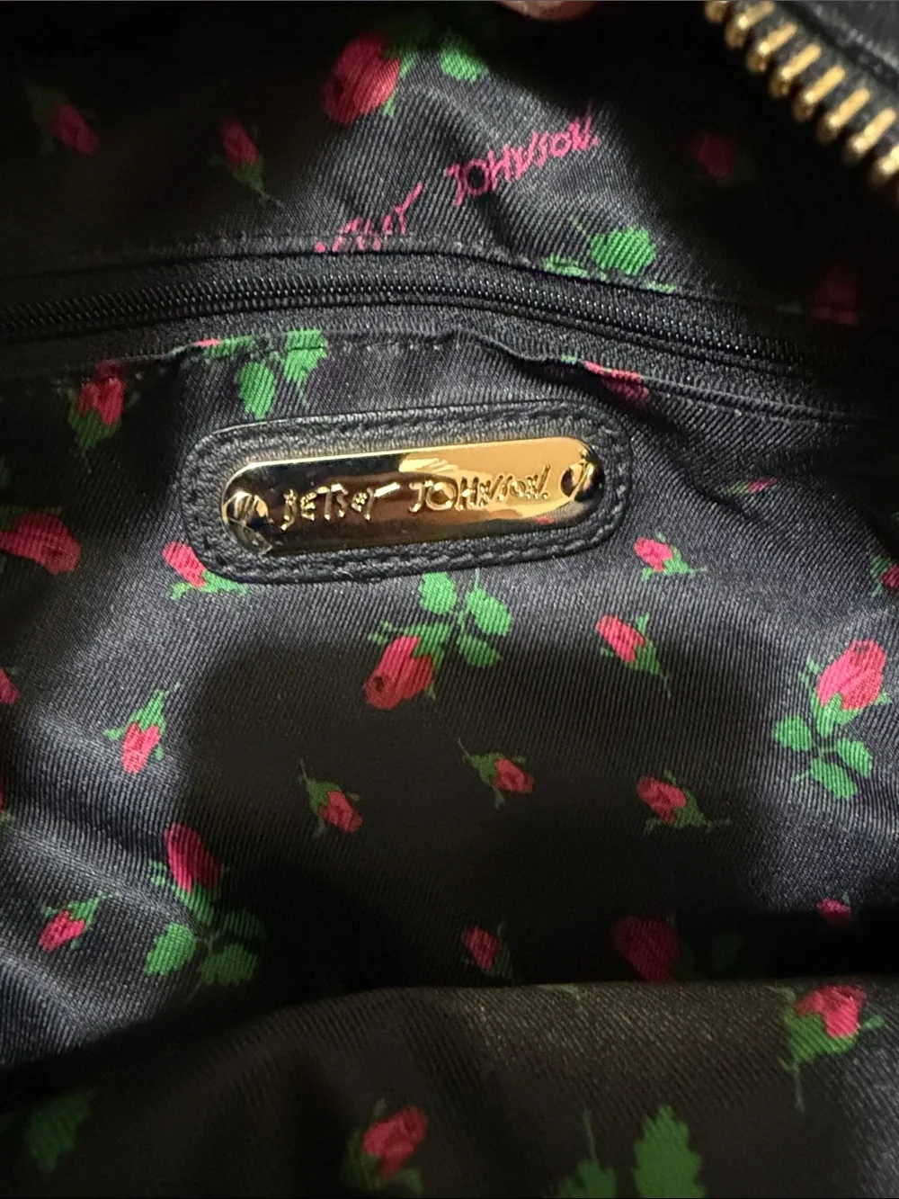 Betsey Johnson Black and Hot Pink Bow Satchel